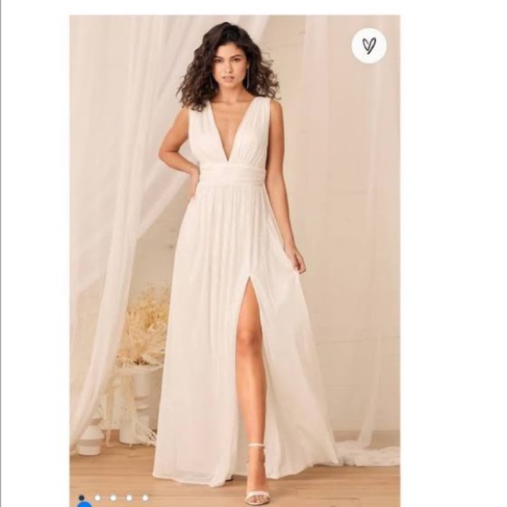Lulu’s The Way to My Heart White Sequin Maxi Dress size small